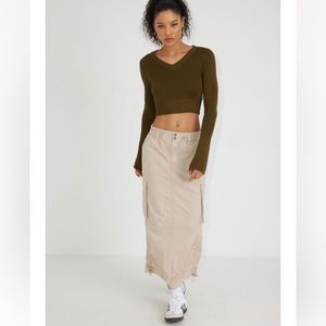 Garage Poplin Parachute Cargo Skirt Khaki